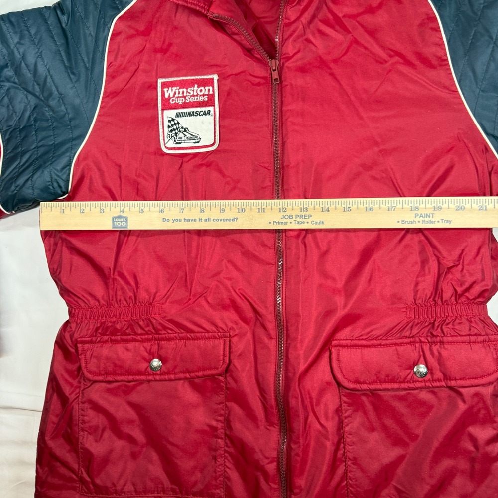 Vintage 1980s NASCAR Winston Cup Series Jacket Mens Large Red Puffer Made in USA - Picture 8 of 16